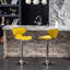 2 sièges pivotants réglables revêtus de velours de couleur jaune - Base en métal avec fonction et repose-pieds Hauteur de l'assise relevable en mousse de qualité et revêtement moelleux 2 tabourets de bar avec coussins rotatifs à 360 °-987095109