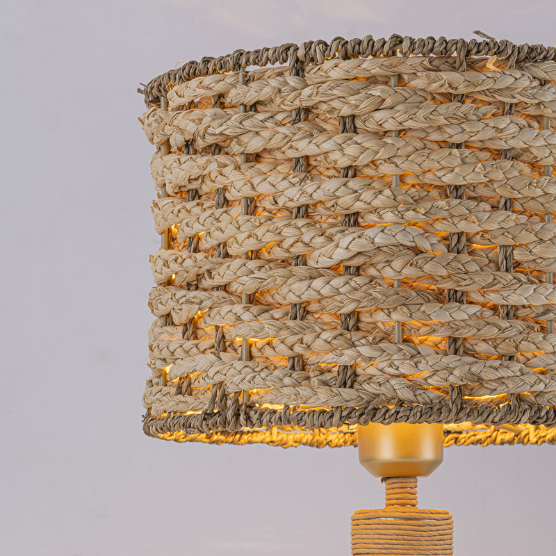 Lampe de table en rotin 19 po avec gradateur tactile USB 3 voies Amber