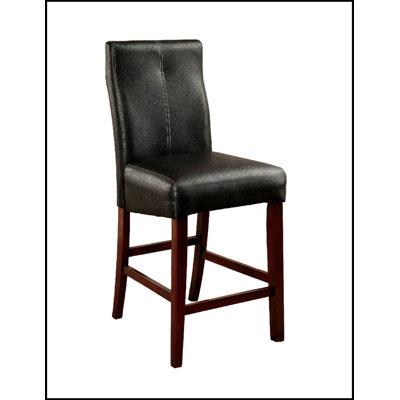 Élégantes chaises de comptoir de style transitionnel 2 pièces avec coussins en similicuir brun cerise pour plus de confort et de style dans les salles à manger de cuisine