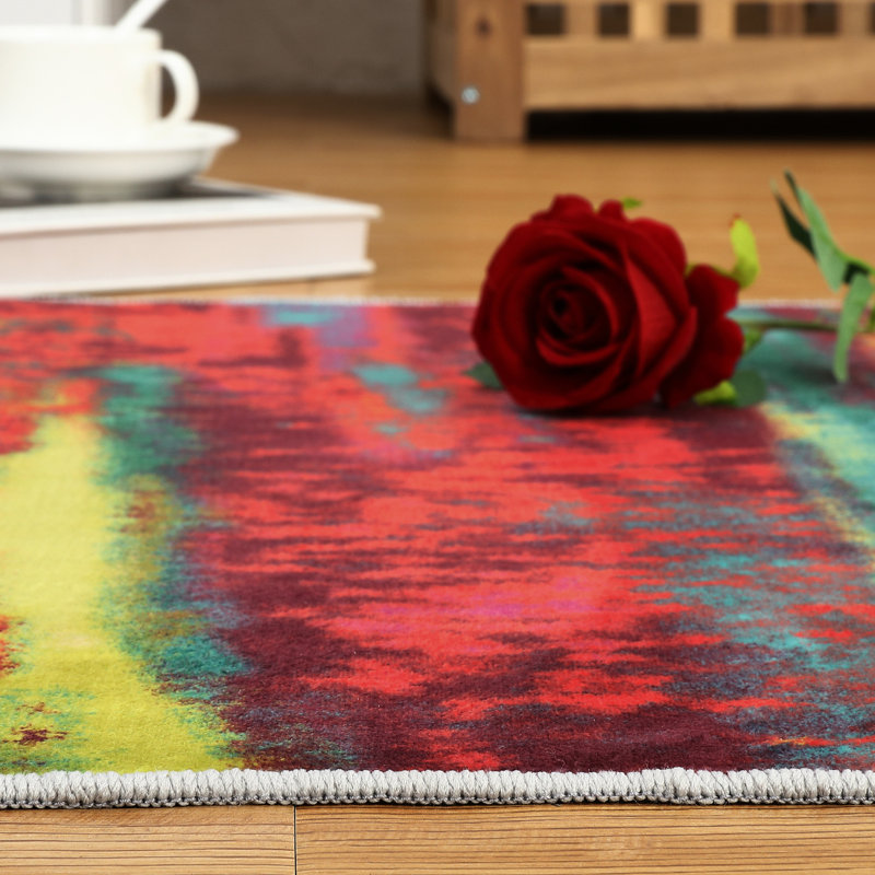 Abstract Machine Washable Area Rug Non-Slip Rugs for Living Room Bedrooms Foldable Rugs for Playroom Office and Kitchen