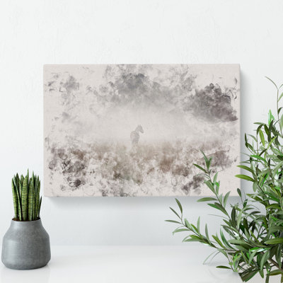 Horse In The Mist - Wrapped Canvas