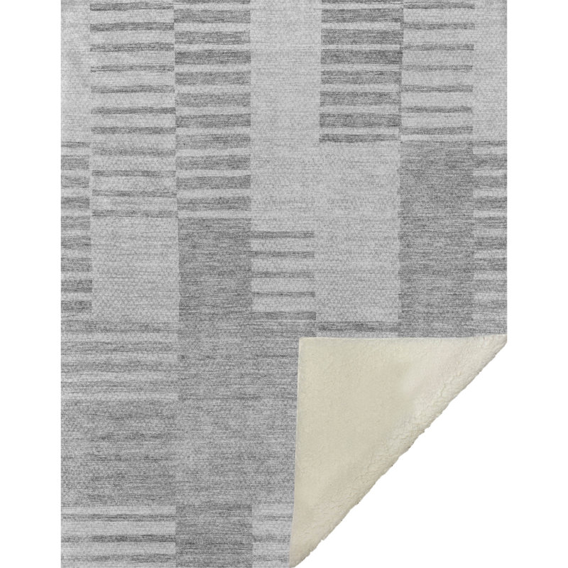 Jeté rayé Addison Sherpa ASB686, Argent argent