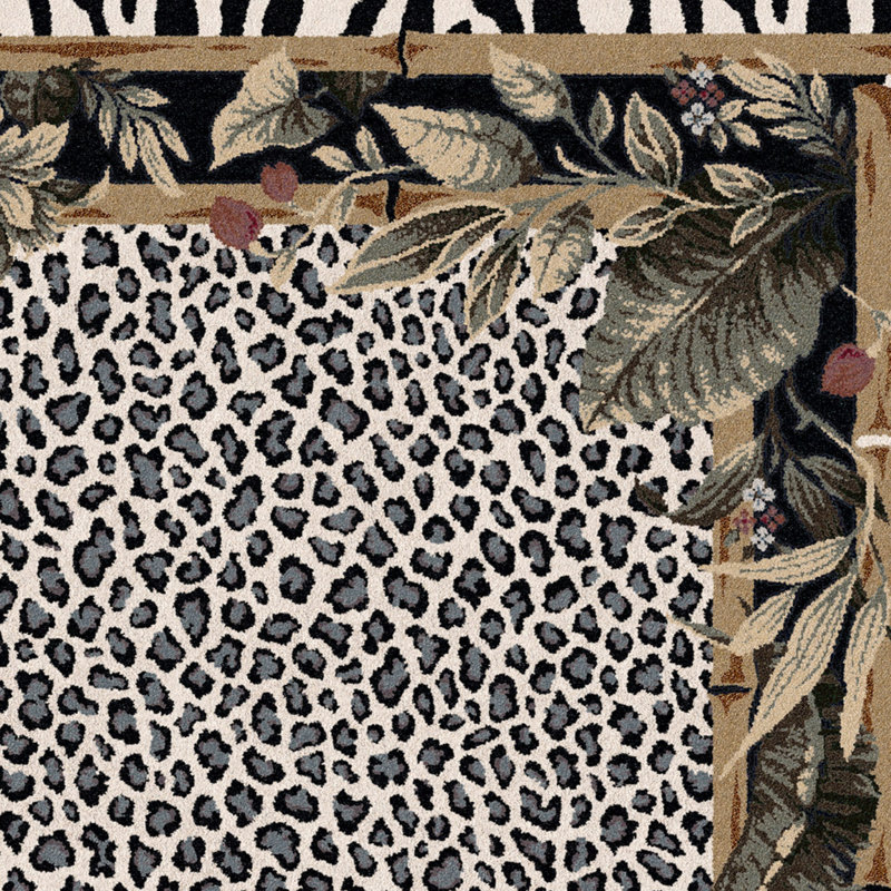 Alminus Jungle Safari Snow Leopard Animal Print Area Rug, Rectangle 10'9" x 13'2"