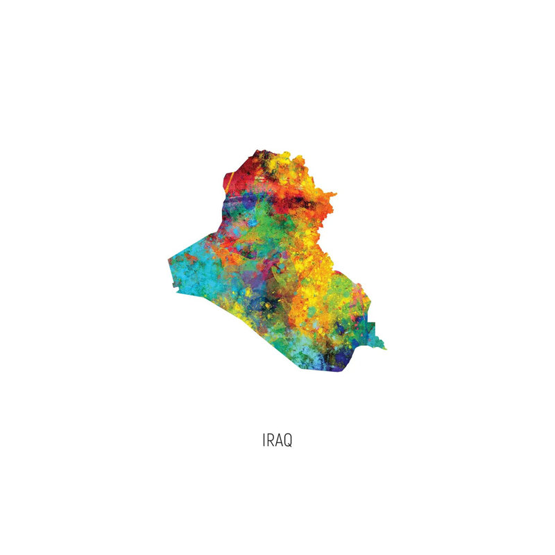 MTO2983-Carte de l'Irak, H 18 po x l 12 po x 1,5 po