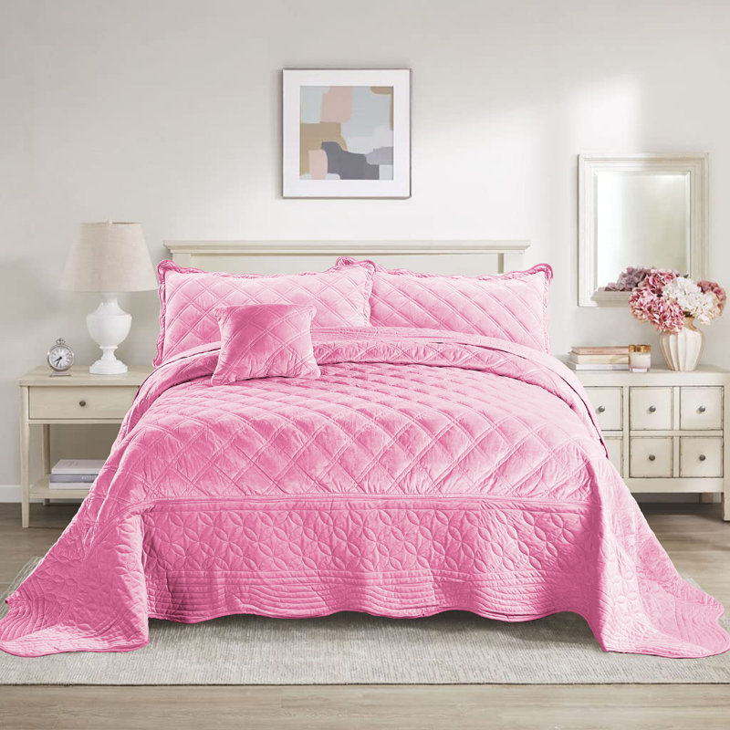 Ensemble de couette surdimensionné de 4 pièces en microfibre douce, Couette queen + 2 taies d'oreiller standard + cous, Rose