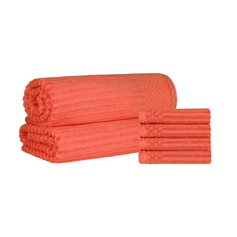 Ensemble de 4 serviettes de bain Keshayla, Orange corail