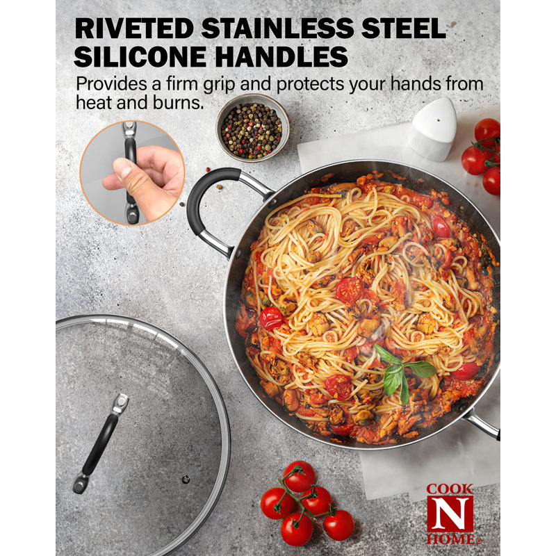 8-Piece Gray Nonstick Aluminum Cookware Set with Glass Lids