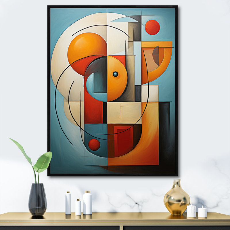 «Ilianny Cubism Geometric Form II», reproduction sur toile, H 32 po x l 24 po x P 1 po, Cadre flottant noir