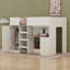 Lit mezzanine double en bois Areez avec garde-robe intégré, bureau, tablettes de rangement et tiroirs