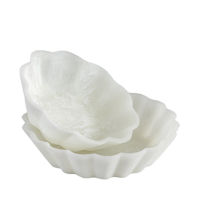 Ensemble de 2 bols en résine blanche, Blanc