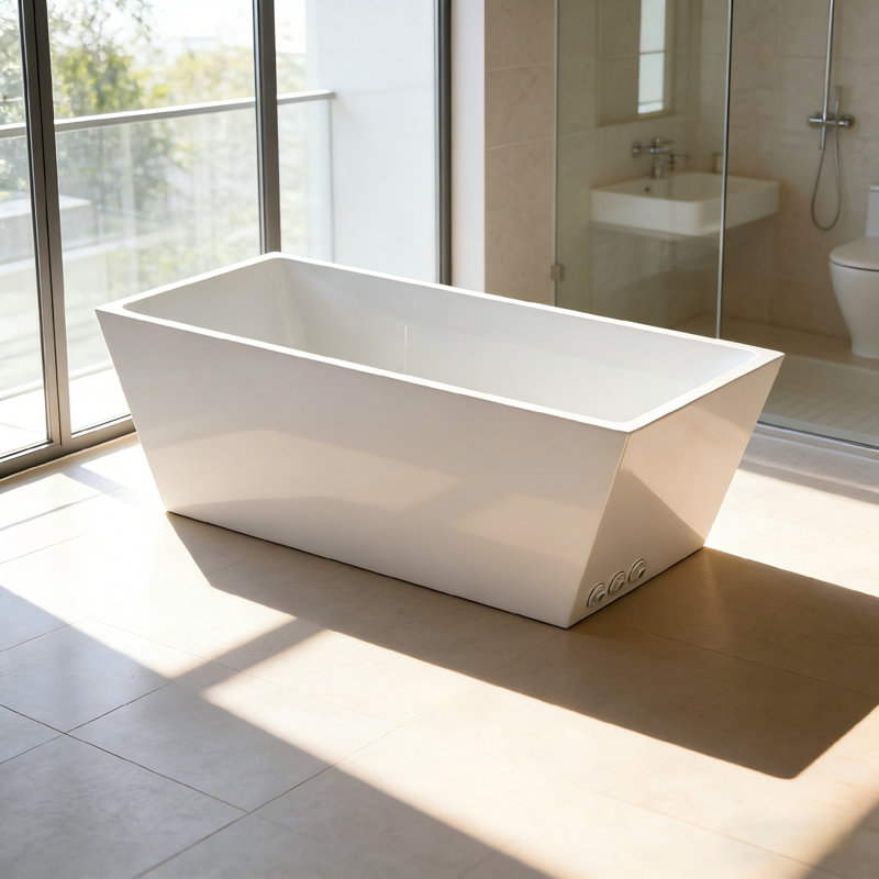 Rectangular Freestanding Soaking Acrylic Cold Plunge Tub