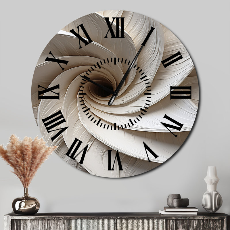 Horloge murale à spirales abstraites blanches, Surdimensionné
