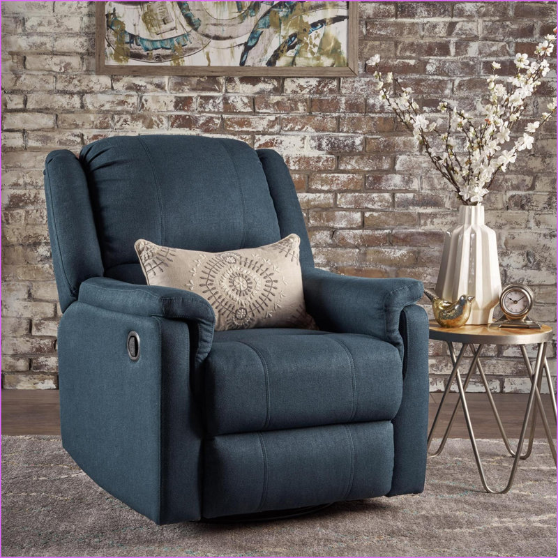 Fauteuils inclinables, Fauteuil inclinable et pivotant contemporain en tissu | Bleu marine
