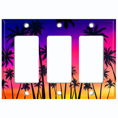 Patterned 3 - Gang Rocker Standard Wall Plate