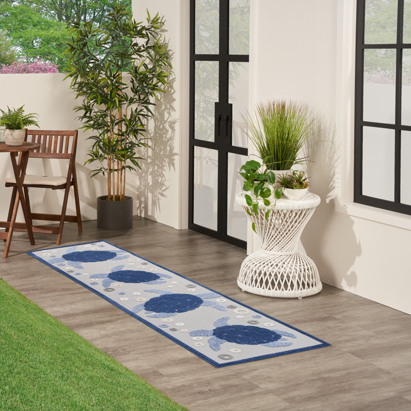 Tapis intérieur / extérieur bleu / gris / bleu marine, Tapis de couloir 2 pi x 6 pi