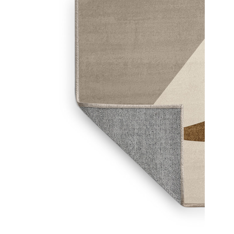 Machine Washable Wilkerson Margarita Glass Modern Rug in Beige – Beige Binding, 2x5