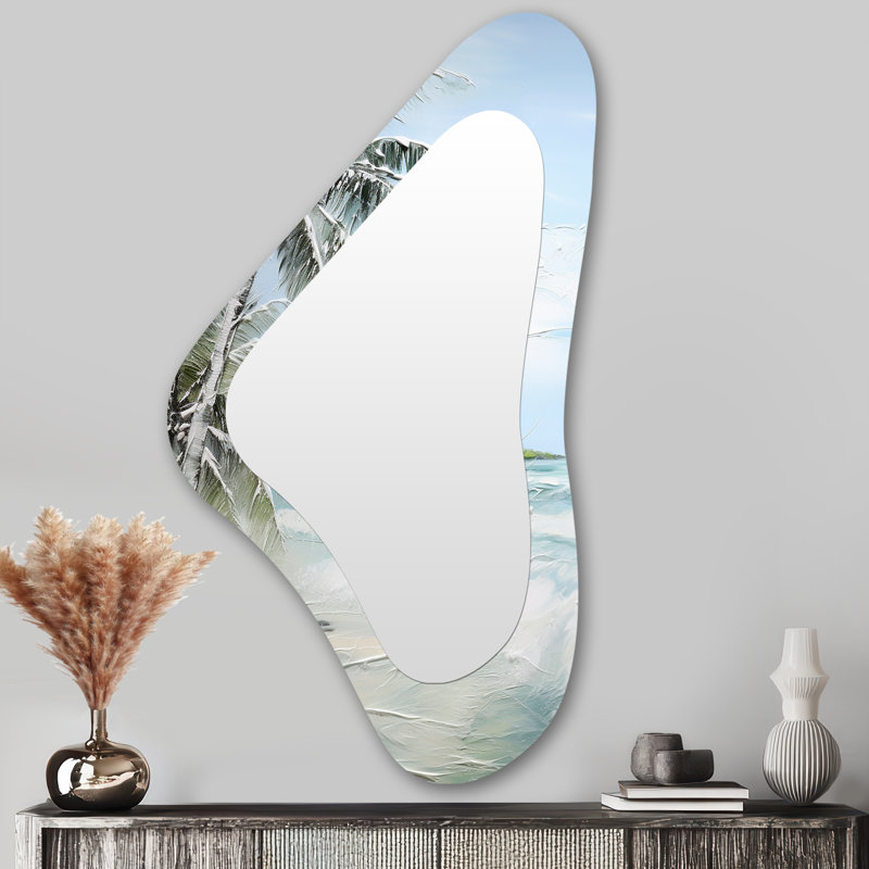 Palm Tree Ocean View Paradise - Palm Trees Traditional Asymmetrical Decorative Wall Mirror