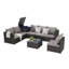 Ensemble de mobilier de patio 6 pièces, ensemble modulaire en L tissé pour l'extérieur, ensemble de conversation en osier avec table d'angle et table en verre pour la piscine-2119175047