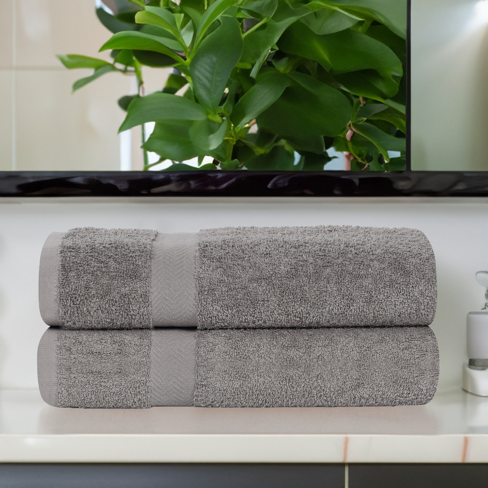 Franklin Cotton Lightweight Quick-Drying Face Towel Washcloth, Charcoal, 2 Pieces Towel Set