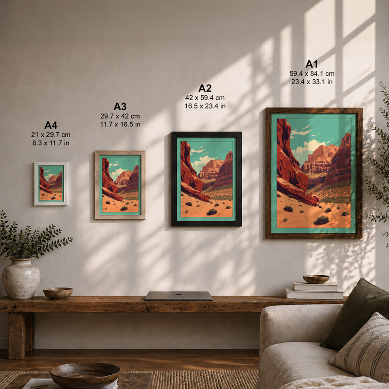 Canyon at Horizon Modern - Framed Print, A3 - 42.0 x 29.7 cm, Black