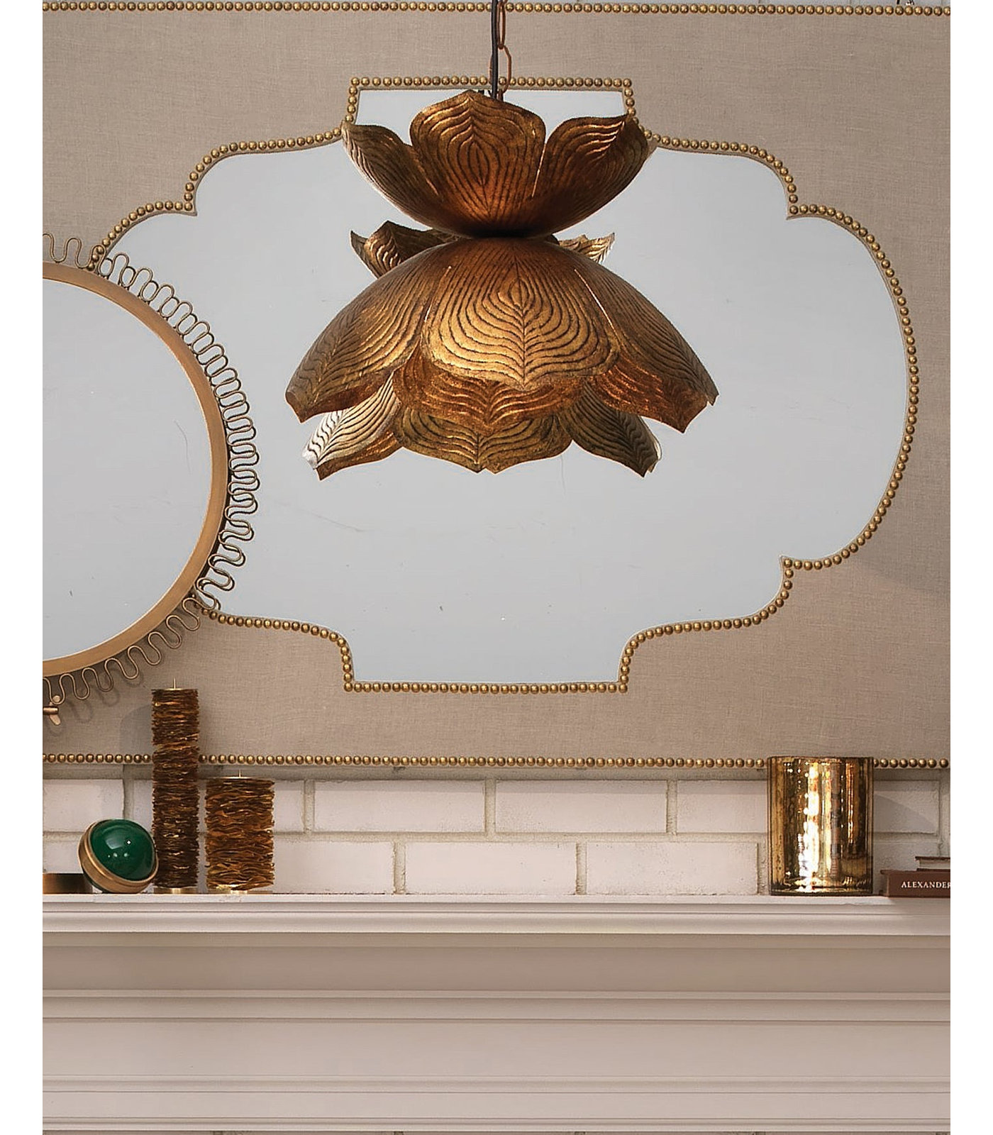 Lotus Single Light Iron Dimmable Pendant, 6.5" H x 10.5" W x 10.5" D