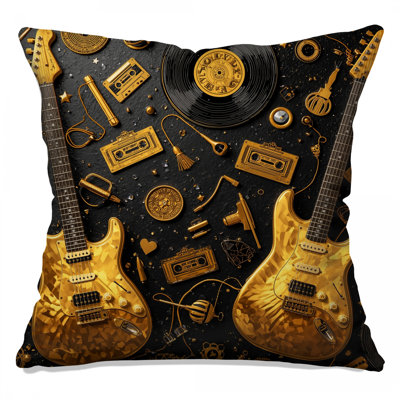 Coussins décoratifs en vinyle Gold Electric Guitars