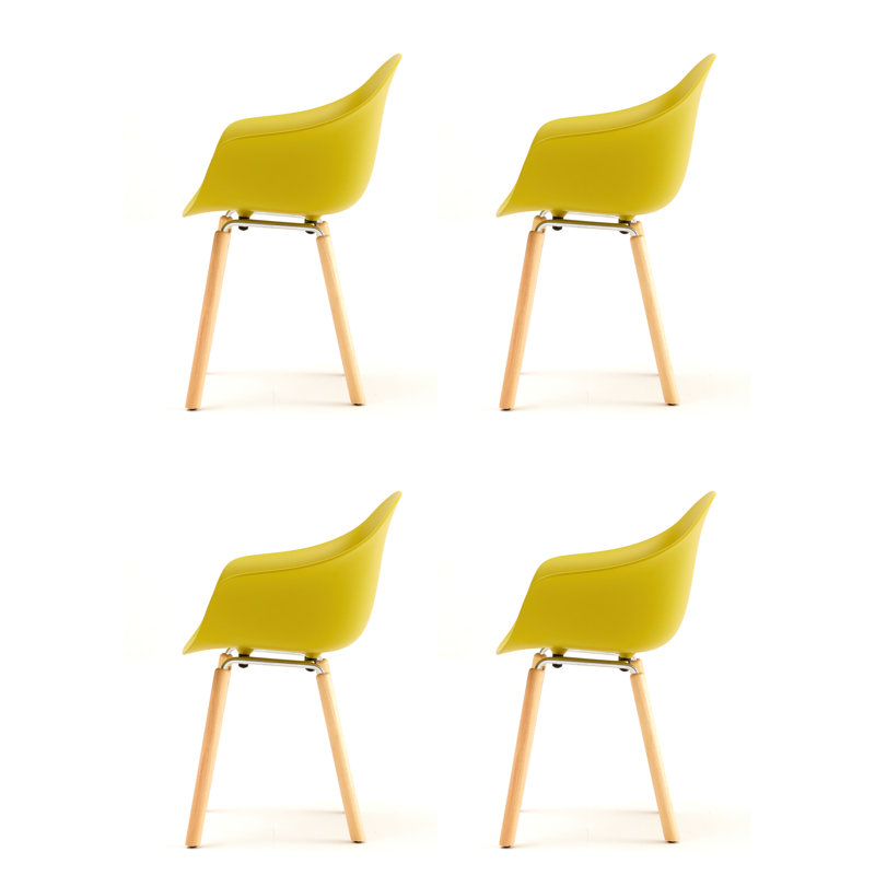 Fauteuil TA (ensemble de 4), Moutarde / chrome