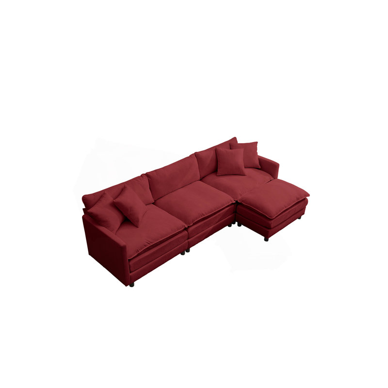 Canapé en chenille de 108 pouces à structure modulaire en forme de L, doté d'un design polyvalent qui s'adapte à tout espace intérieur, offrant un confort sans limite et un style contemporain.