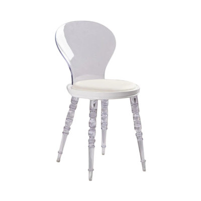 Chaise d'appoint blanche et transparente en similicuir