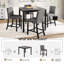 Ensemble de table 5 pièces à hauteur de comptoir avec 4 chaises, ensemble de table à hauteur de comptoir pour 4 avec chaises, ensemble de table à hauteur de comptoir en bois pour la cuisine, la salle à manger-889967526-889967529