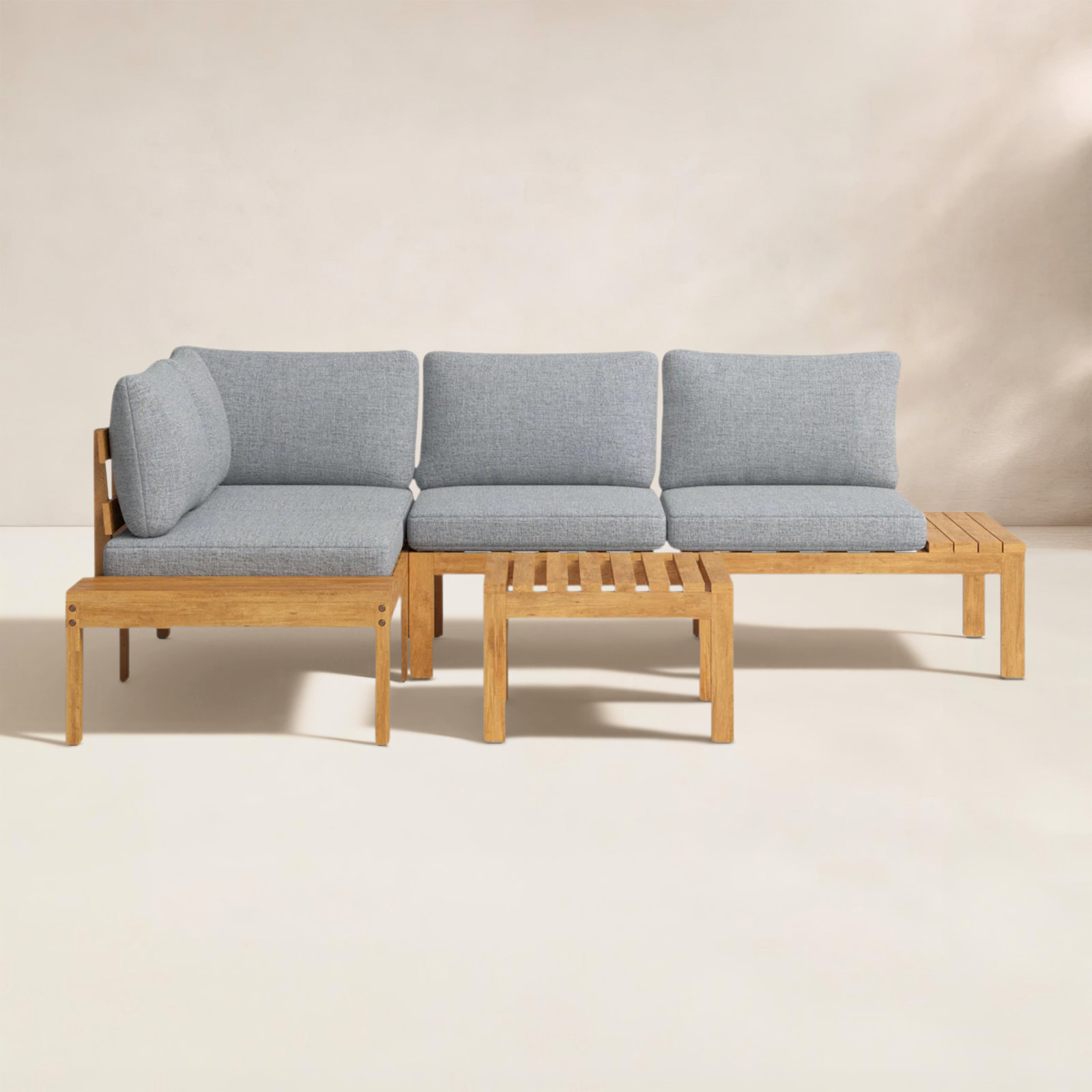 Tempo 4-Person Eucalyptus Patio Seating Group, Gray