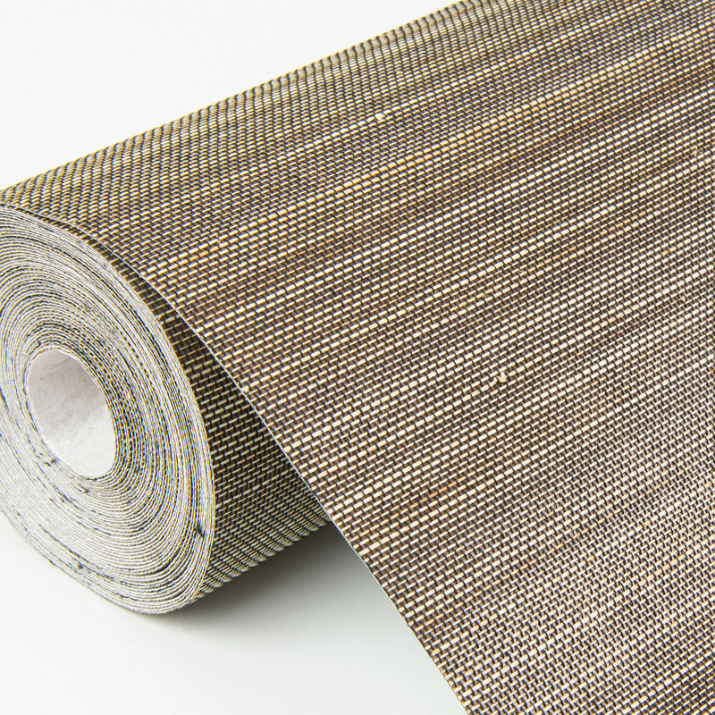 Loom Striped Grass Cloth Wallpaper Roll, Dark Gray