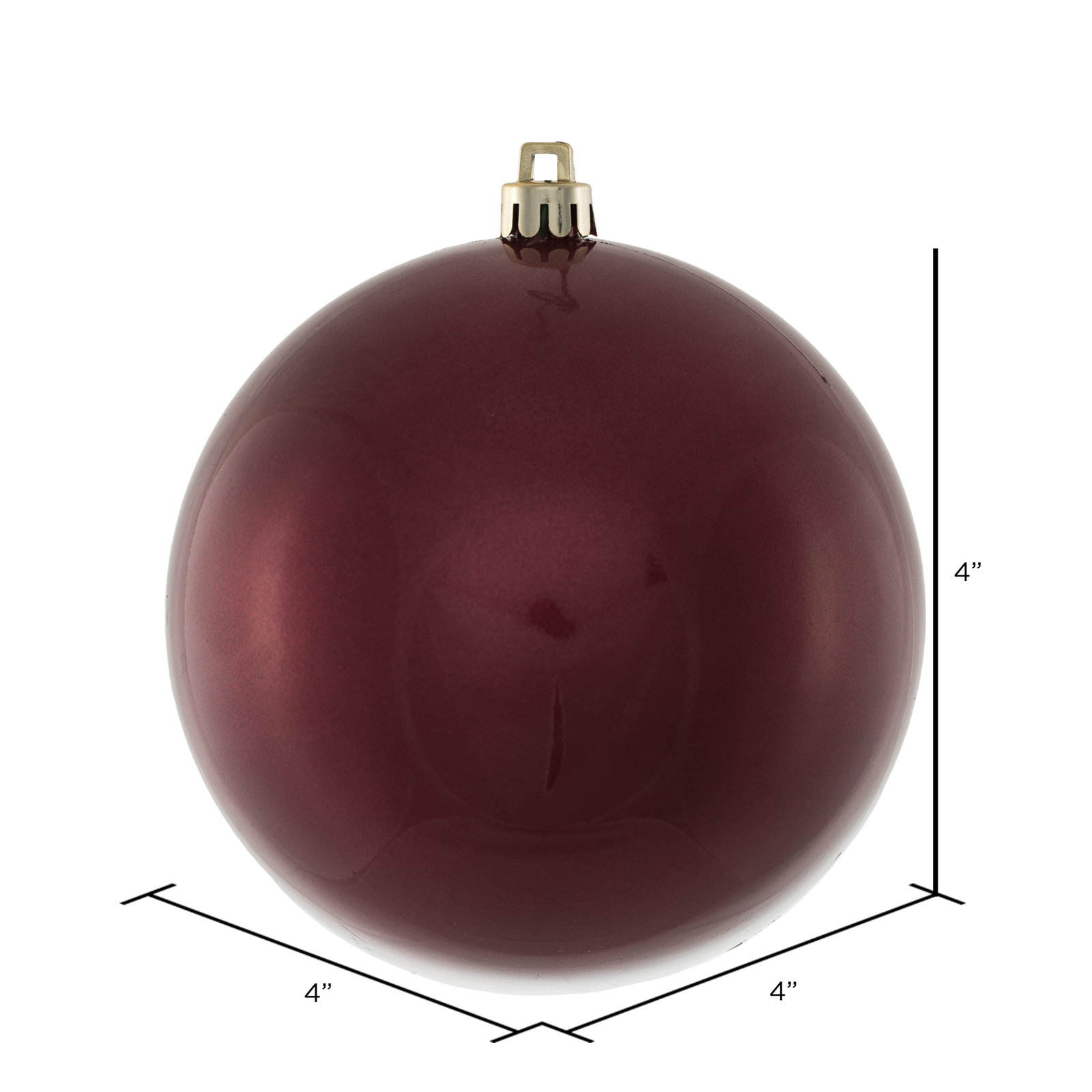 Shatterproof Bauble, 4" H x 4" W x 4" D, Berry Red Candy
