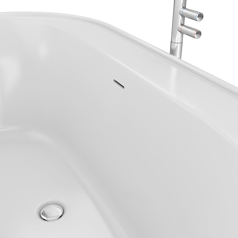 Essence 65-3/8 in. L x 36-1/4 in. W x 23-5/8 in. H Freestanding Acrylic Bathtub, Chrome