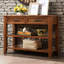 Buffet Mid-Century en bois massif brun avec 2 tiroirs et tablettes de rangement, idéal pour le salon, le hall d'entrée, la console de 42 po et le bureau de la chambre à coucher