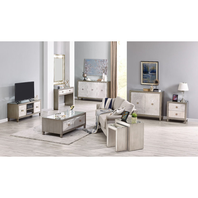 Greenberg Glass Top Sled Nesting Tables
