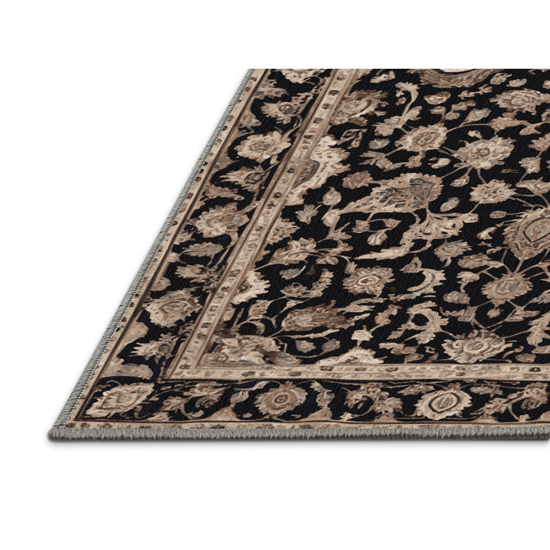 Tapis persan gris lavable à la machine, Rectangulaire 2 pi x 3 pi