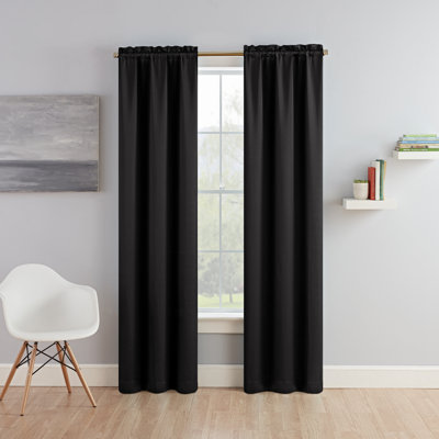Tricia Solid Curtain Panel Pair, Room Darkening Rod Pocket Curtain Thermapanel