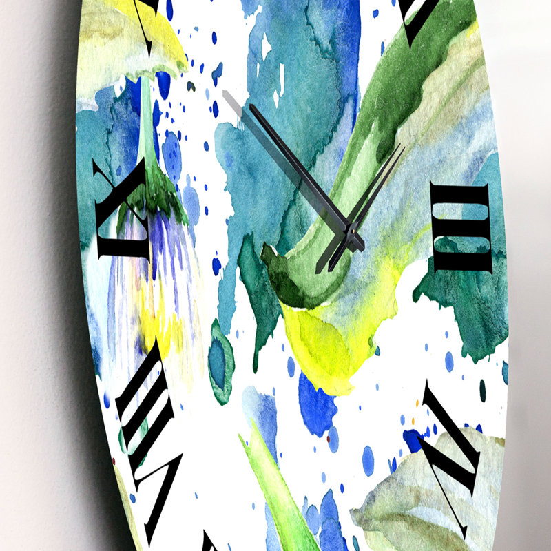 Daisy Flowers Aquarelle Impression I - Horloge murale traditionnelle, Moyen