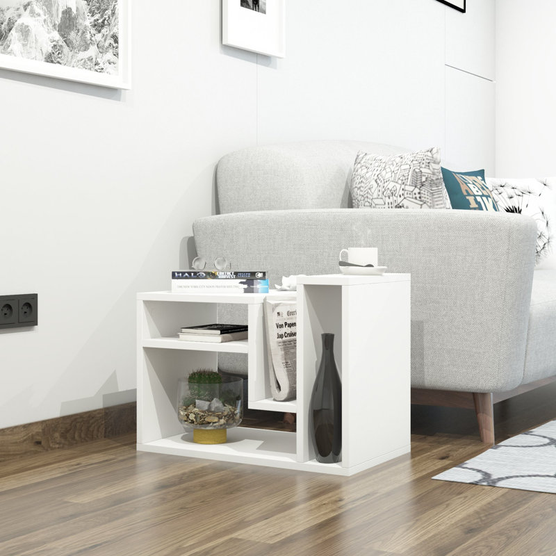Table de bout avec rangement Carraway Abies, Blanc