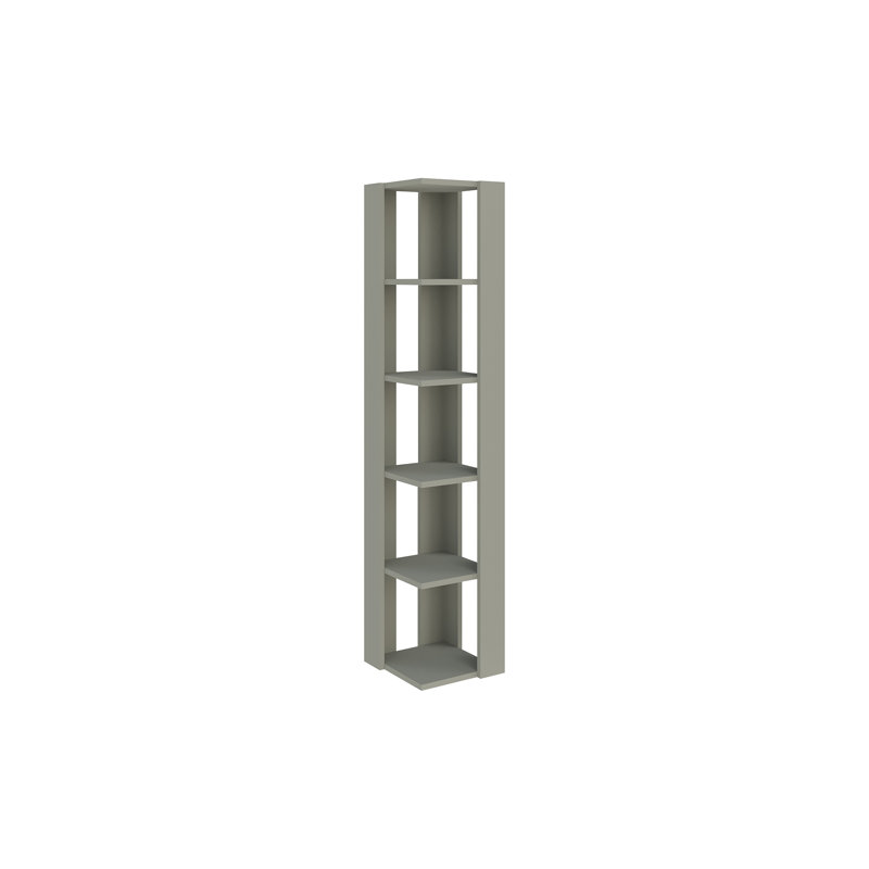 Nati Modern Corner Bookcase 5 Tiers | 34 x 34 x 161 cm | Space-Saving Design, Ash Green