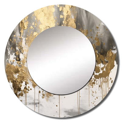 Modern Golden Drip - Abstract Mirror, Modern Unique Wall Mirror, Printed Metal Art