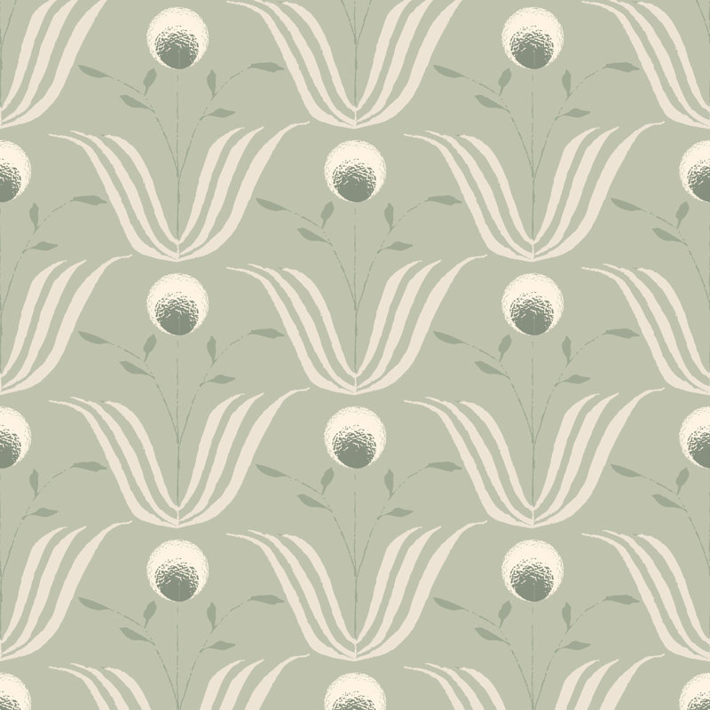 Lady Charlotte Spring Bloom 10' L x 24" W Peel and Stick Wallpaper Tile, Self-adhesive, Ash Blue, Vinyl