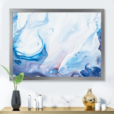 Bleu clair et rose liquide univers - reproduction sur toile