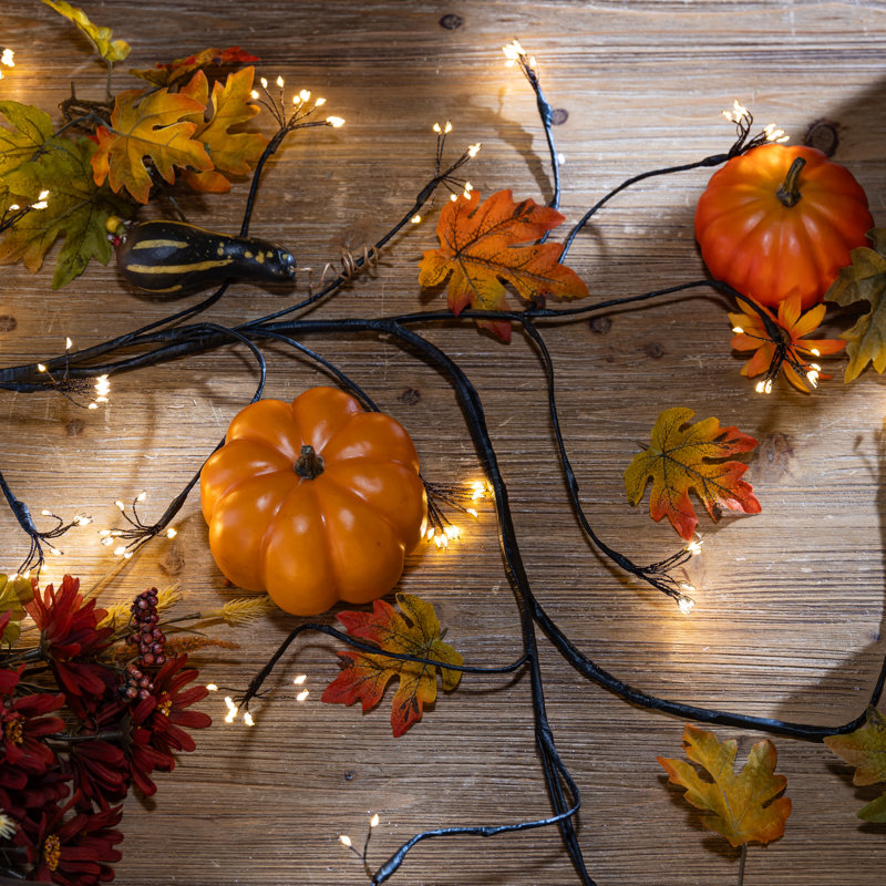 Black PVC Wrapped Micro LED Garland With Lead Wire And Outdoor UL Adapter