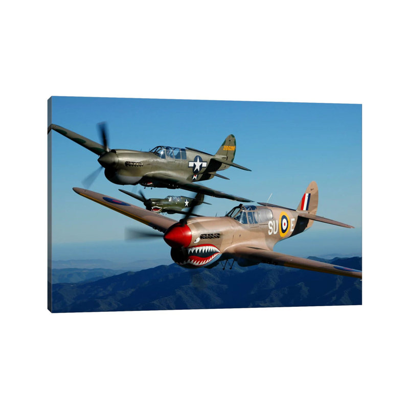 P-40 Warhawks Flying Over Chino, California II by Phil Wallick - Wrapped Canvas Print, 30.48 cm H x 45.72 cm W