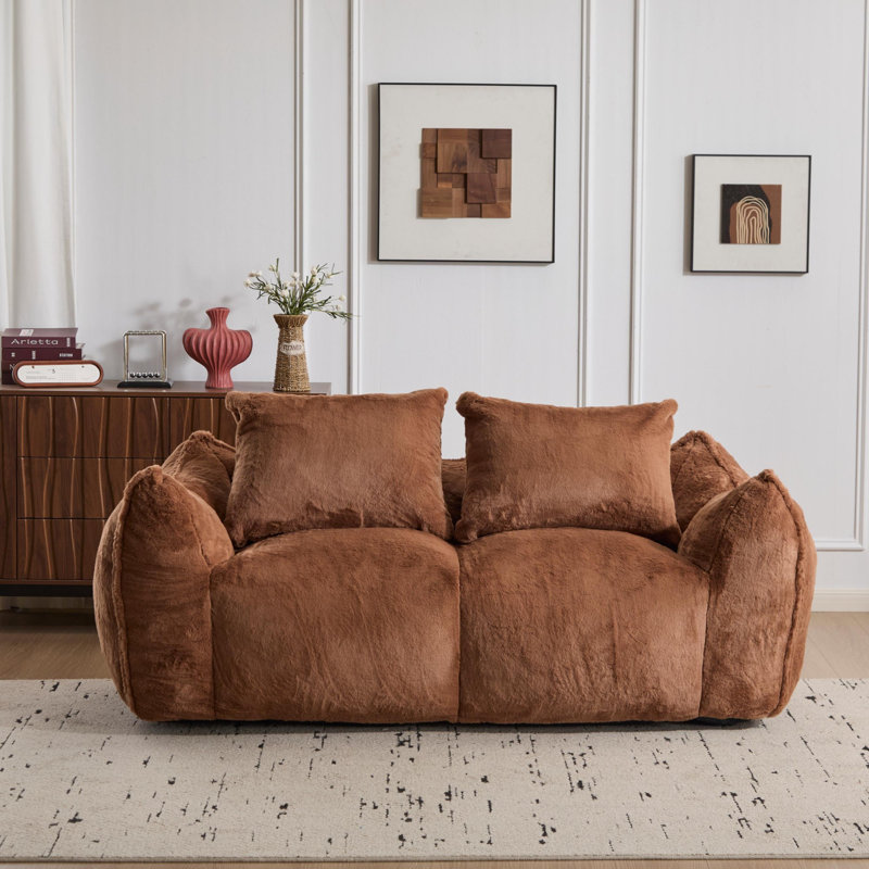Canapé géant en forme de fauteuil à billes, canapé moelleux ultra moelleux pour causeuse, fauteuil surdimensionné Chase, Brun