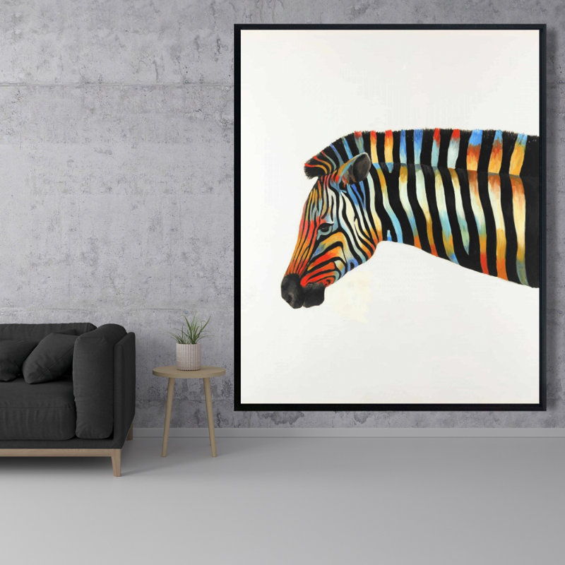 Toile encadrée zébrée colorée | Art animalier
