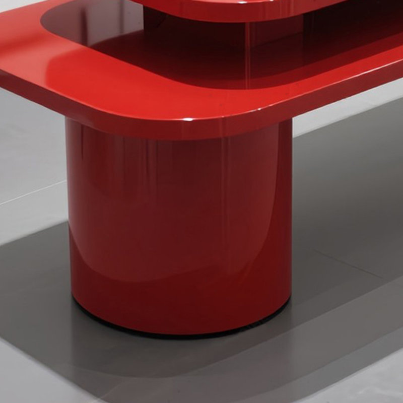 Présentoir d'art moderne ovale rouge, H 29,53 po x l 86,61 po x P 23,62 po