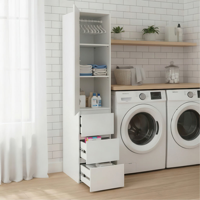 Elise Modular Wood Closet System with Mirror in White